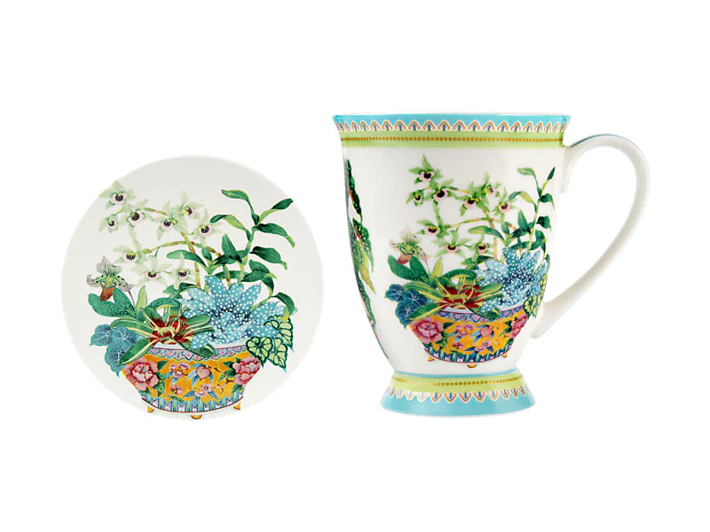 TAZZA MUG E SOTTOTAZZA 300ML GABBY PALMAS JARDIN ORCHDEA