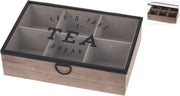 SCATOLA DA TE' IN LEGNO CON 6 SCOMPARTI 24X16CM