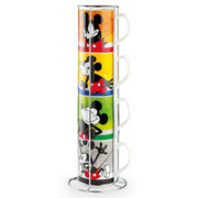 SET 4 TAZZE 350ML IMPILABILI C/SUPPORTO DI  METALLO