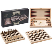 GIOCHI DA TAVOLA 3 IN 1 IN LEGNO SCACCHI BACKGAMMON E DAMA