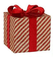 Pacco Regalo Decorativo 20X20X23CM Rosso e Oro Peraga Christmas