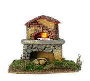Forno con Fiamma per Presepe Effetto Pietra e Muschio Peraga Christmas