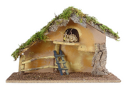 Capanna Presepe 38x17x28 cm Marrone con Muschio Verde Peraga Christmas