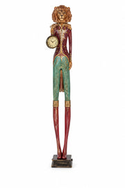 Statua Leone con Orologio 12X11 H 79CM Multicolore Peraga Christmas