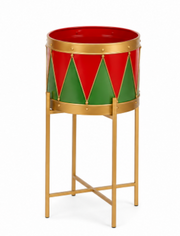 Vaso Tamburo Piedistallo Rosso Verde Peraga Christmas