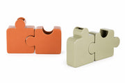 Vaso Puzzle Metallo Set 2 Pezzi 25x8,5cm Arancione Verde Peraga Christmas