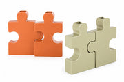 Vaso Puzzle Metallo Set 2 23,5x8 cm Arancione Beige Peraga Christmas