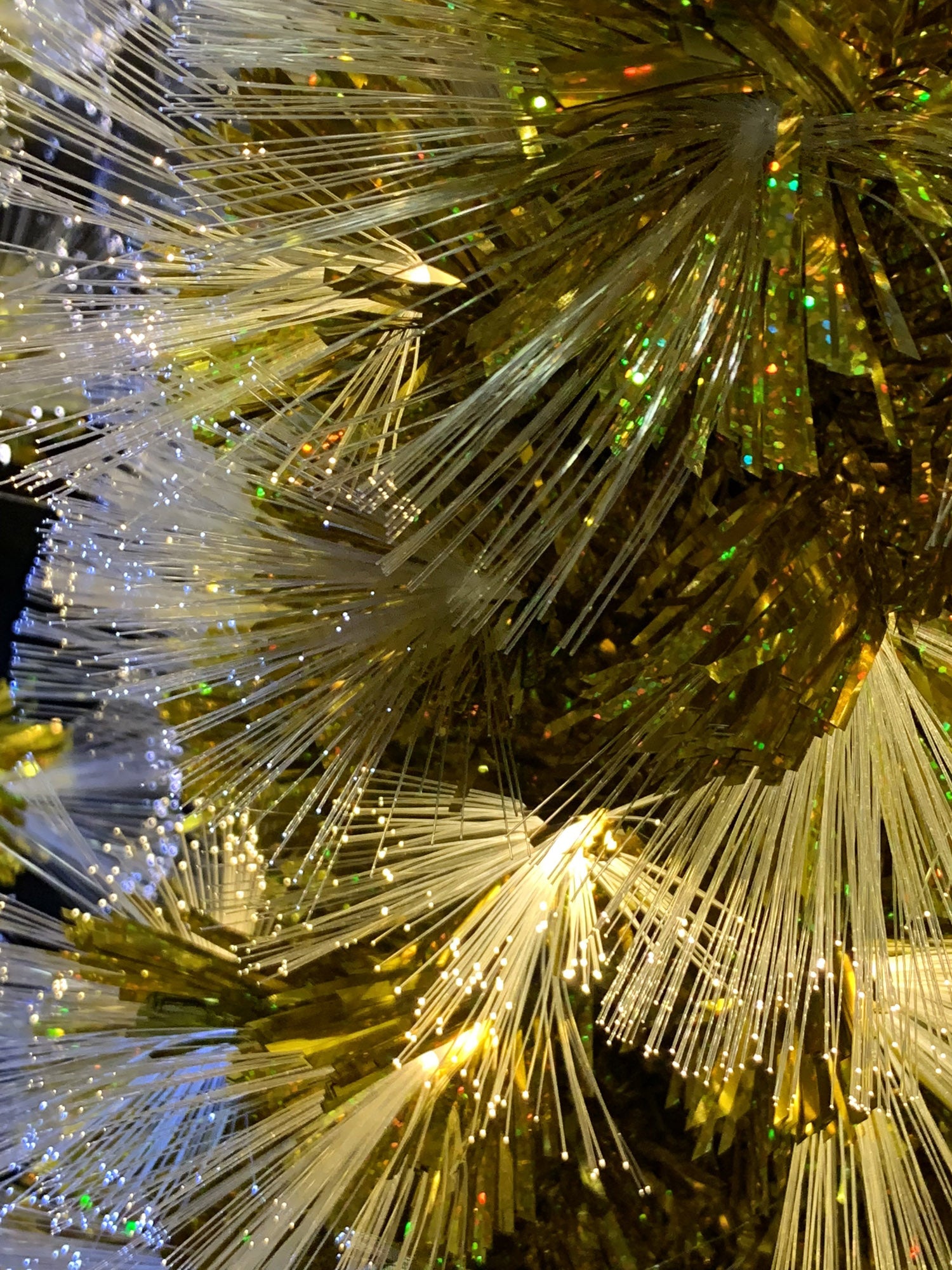 ALBERO DI NATALE ORO CON FIBRE OTTICHE H.180CM