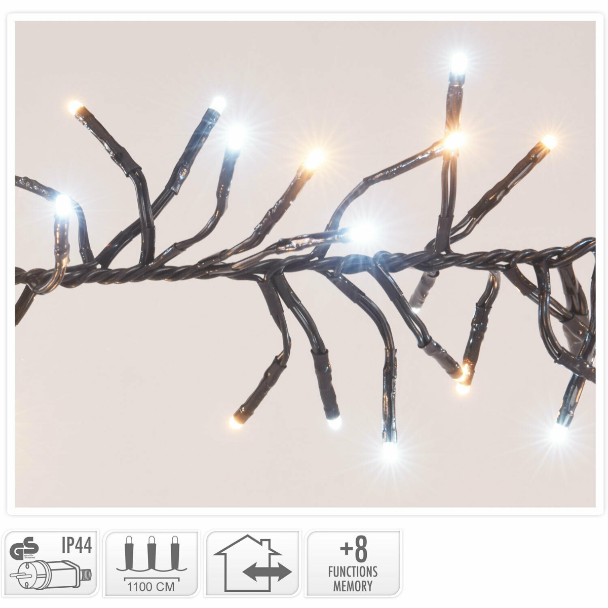 LUCI NATALE GHIRLANDA 1512 LED BIANCO CALDO / BIANCO FREDDO CON GIOCHI DI LUCE