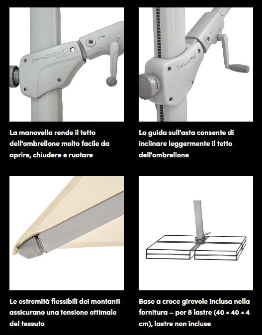 OMBRELLONE VARIOFLEX RETRATTILE/ORIENTABILE/INCLINABILE 3X3 ECRU'