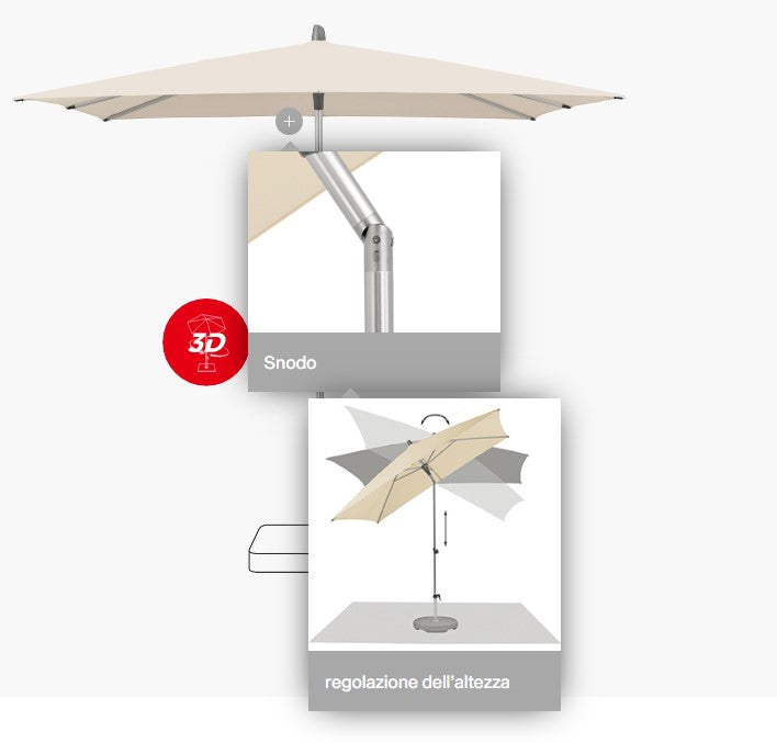 OMBRELLONE QUADRATO 240X240CM ALU SMART EASY ECRU'