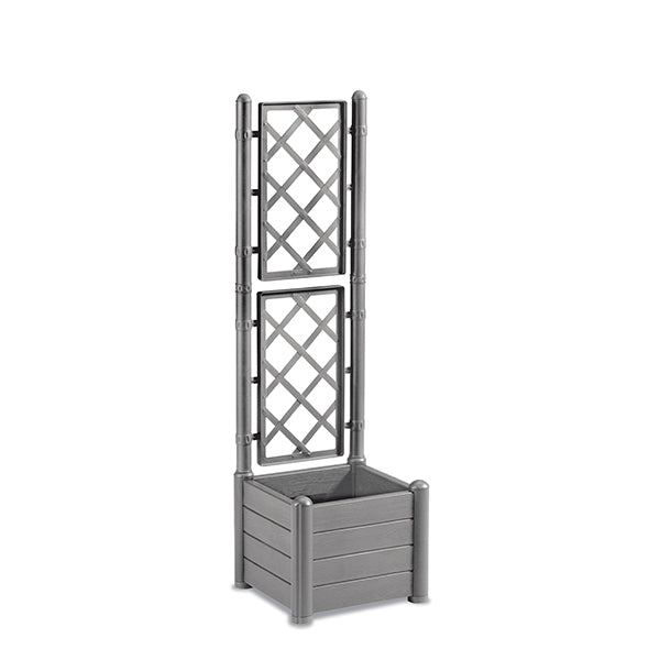 FIORIERA QUADRATA ITALIA CON SPALLIERA 43CM STONE GREY