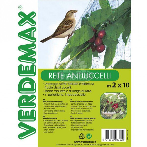RETE ANTIUCCELLI PER IL GIARDINO 2X10M