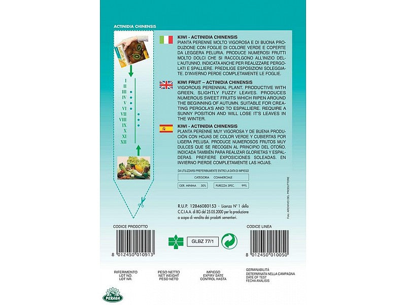 BUSTINA CON SEMI DI KIWI ACTINIDIA CHINENSIS
