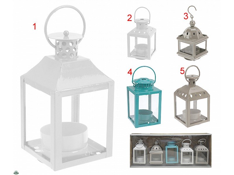 LANTERNA PORTA CANDELE T-LIGHT 12CM IN METALLO E VETRO