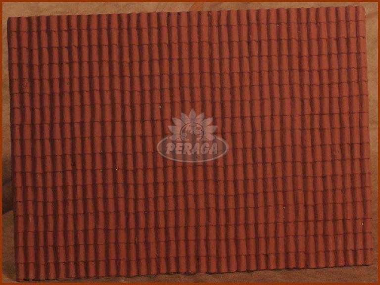 PANNELLO PLASTICA TETTO CON TEGOLE PICCOLE COLOR ROSSO MATTONE