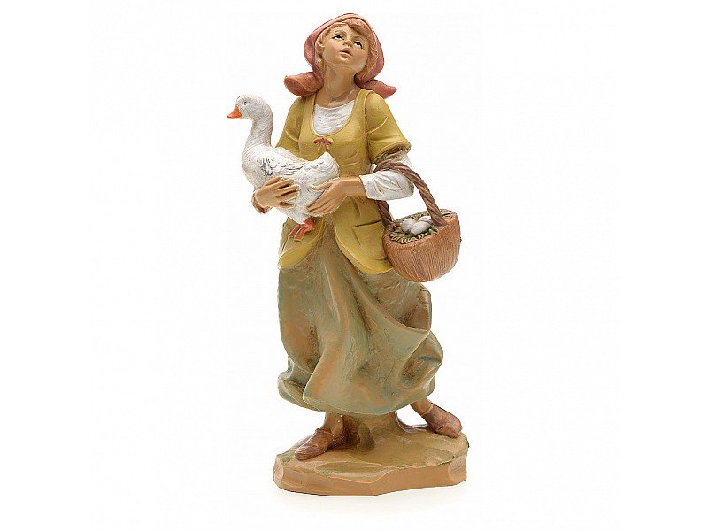 PASTORELLA CON OCA19CM STATUETTA IN RESINA (F26)