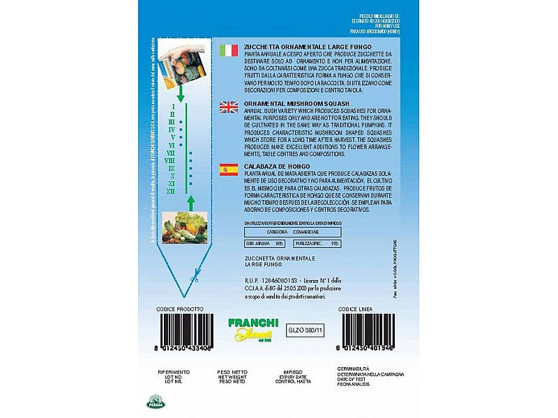BUSTINA CON SEMI DI ZUCCHETTA ORNAMENTALE LARGE FUNGO