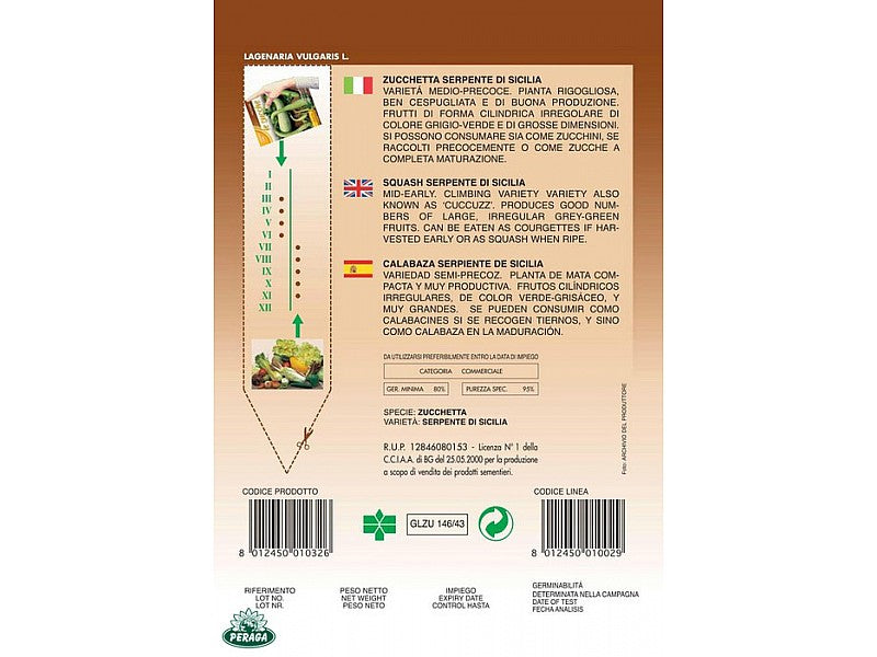 BUSTINA CON SEMI DI ZUCCHETTA SERPENTE DI SICILIA
