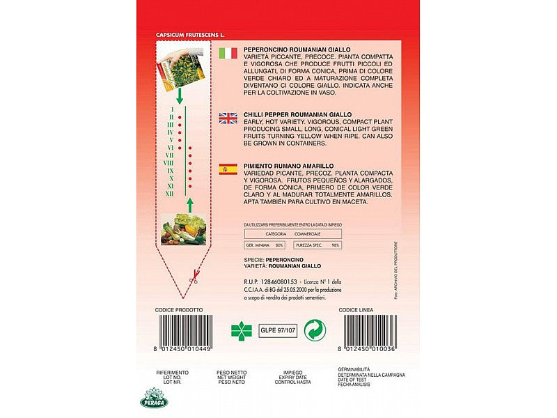 BUSTINA CON SEMI DI PEPERONCINO PICCANTE ROUMANIAN GIALLO