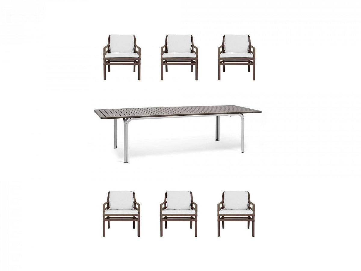 OFFERTA TAVOLO ALLORO ESTENSIBILE 210/280CM +6 POLTRONE ARIA COLORE A SCELTA