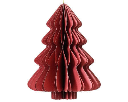DECORAZIONE ALBERO DI NATALE DI CARTA, Ø48 H60 Cm, ROSSO CON GLITTER