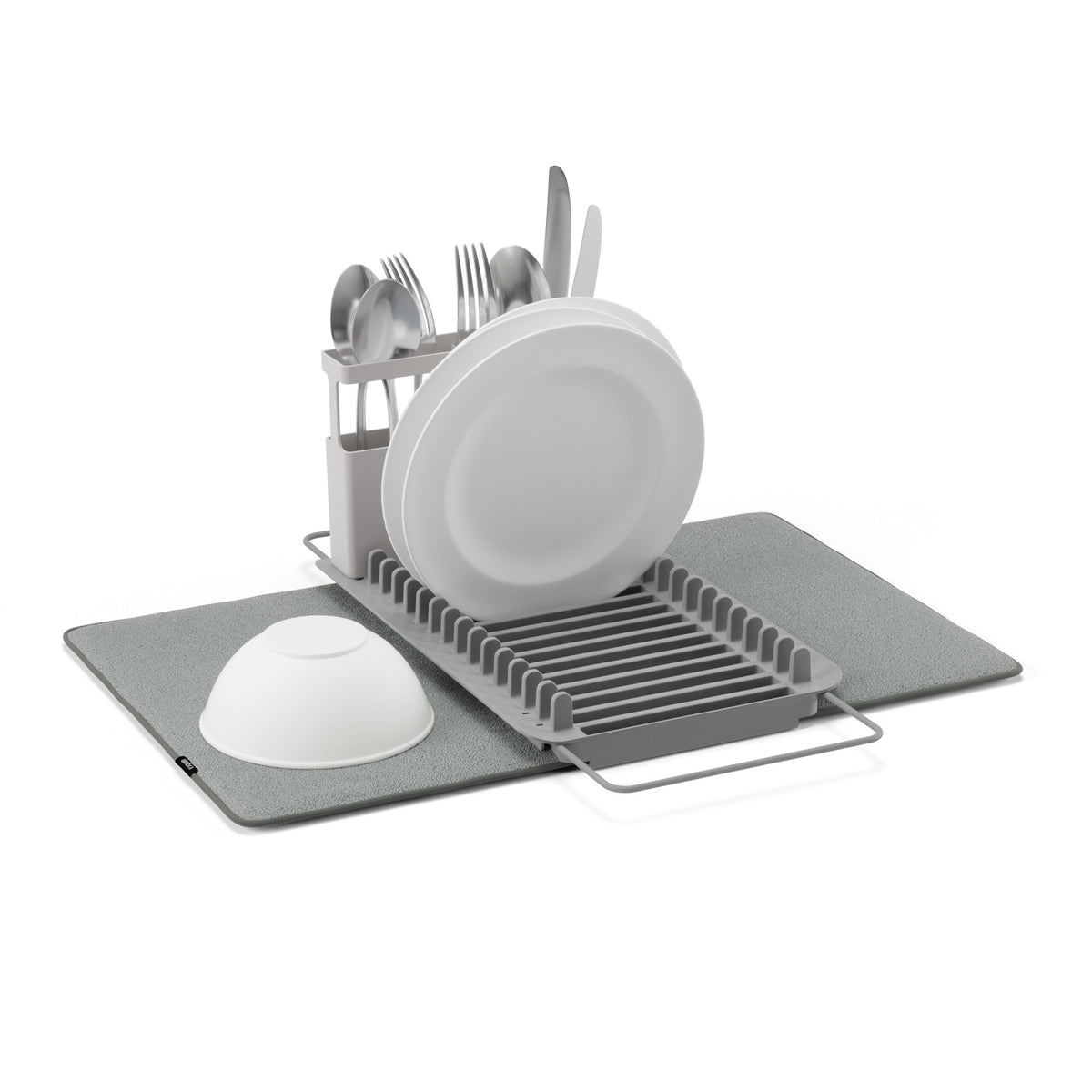 Scolapiatti con Tappetino in Microfibra Sopra Lavello 61x46cm Grigio Carboncino Umbra
