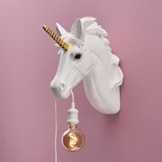 LAMPADA DA PARETE UNICORNO, 41,5X17,5X42CM, BIANCO E ORO