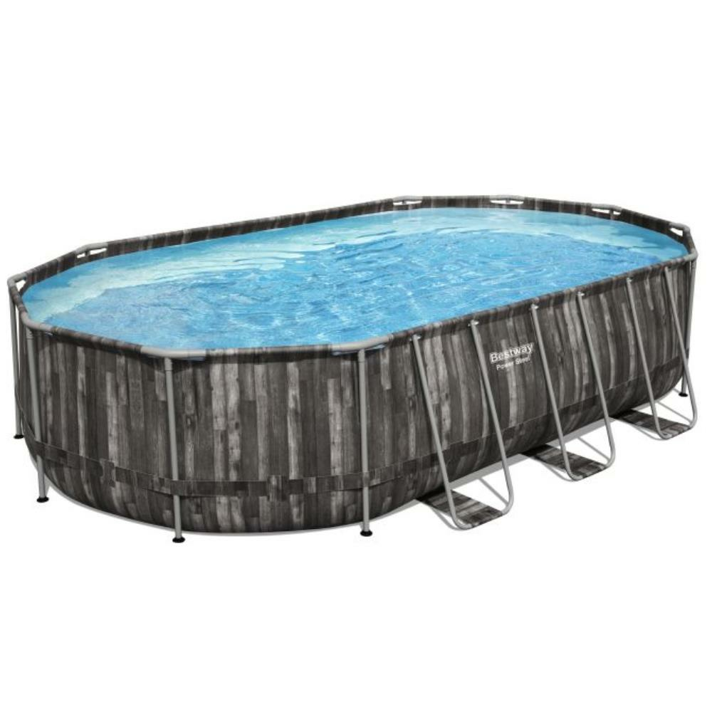 PISCINA RETTANGOLARE POWER STEEL 610X366X122 CON POMPA FILTRO SCALETTA