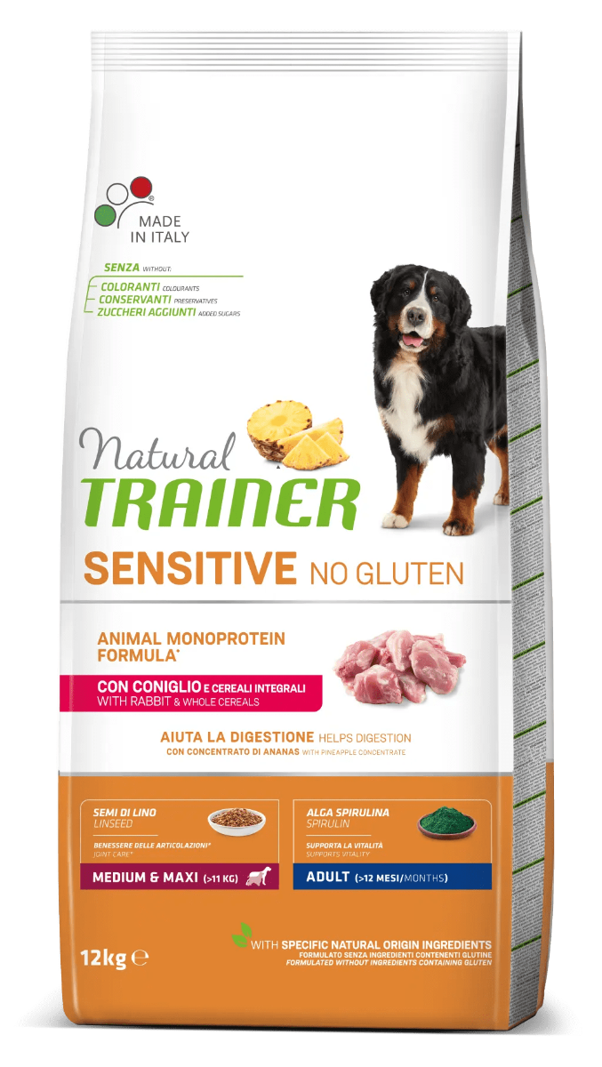 CROCCHETTE CANE ADULTO MAXI&MEDIUM NATURAL SENSITIVE NO GLUTEN CONIGLIO 12KG