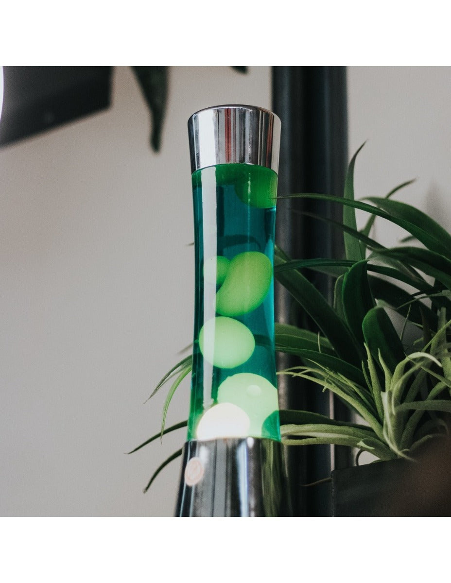 LAMPADA LAVA LAMP CHROME GIALLA LIQUIDO VERDE H40CM