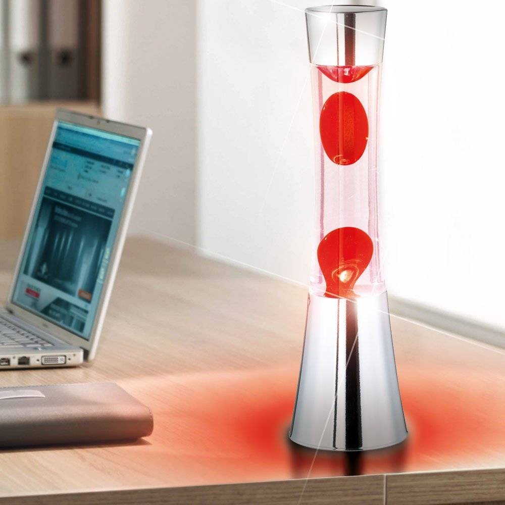 LAMPADA LAVA LAMP CHROME ROSSO LIQUIDO TRASPARENTE H40CM