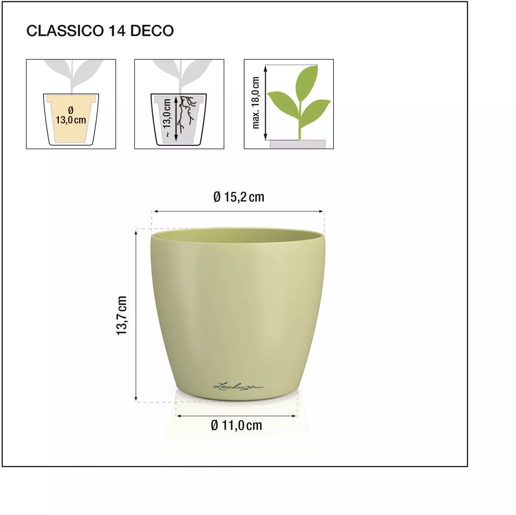 Vaso Classico "Deco 14" D15 H13.5CM Rosa Magnolia Opaco LECHUZA