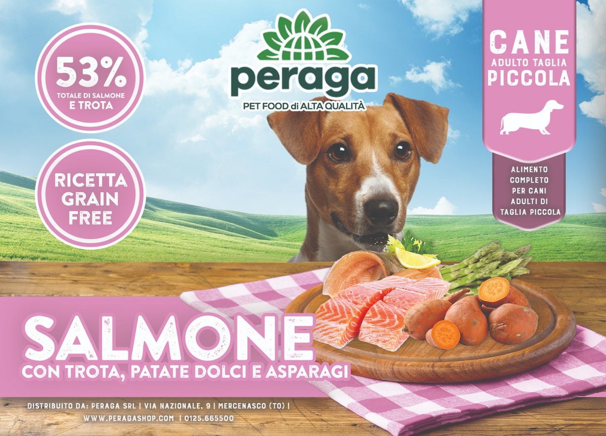 CROCCHETTE PERAGA GRAIN FREE PER CANE ADULTO TAGLIA PICCOLA 6KG SALMONE