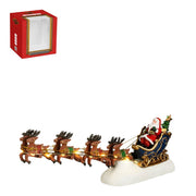 SLITTA DI BABBO NATALE CON RENNE ILLUMINATE - LUVILLE SANTA SLEIGH L34XW7XH15CM