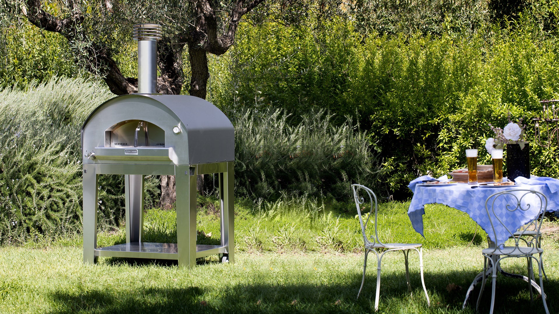 FORNO MANGIAFUOCO A GAS ANTRACITE + CARRELLO FONTANA FORNI