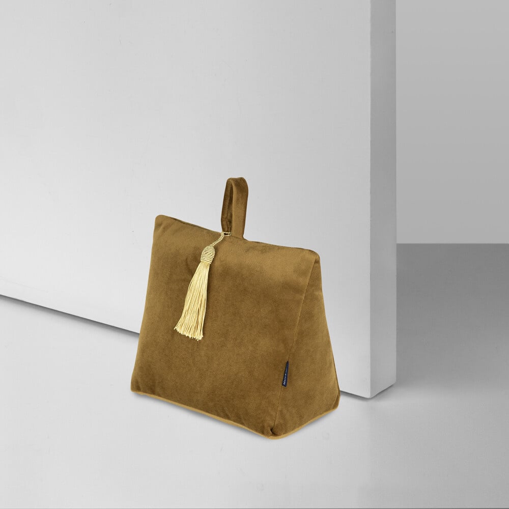 FERMAPORTA IN VELLUTO COGNAC 18CM