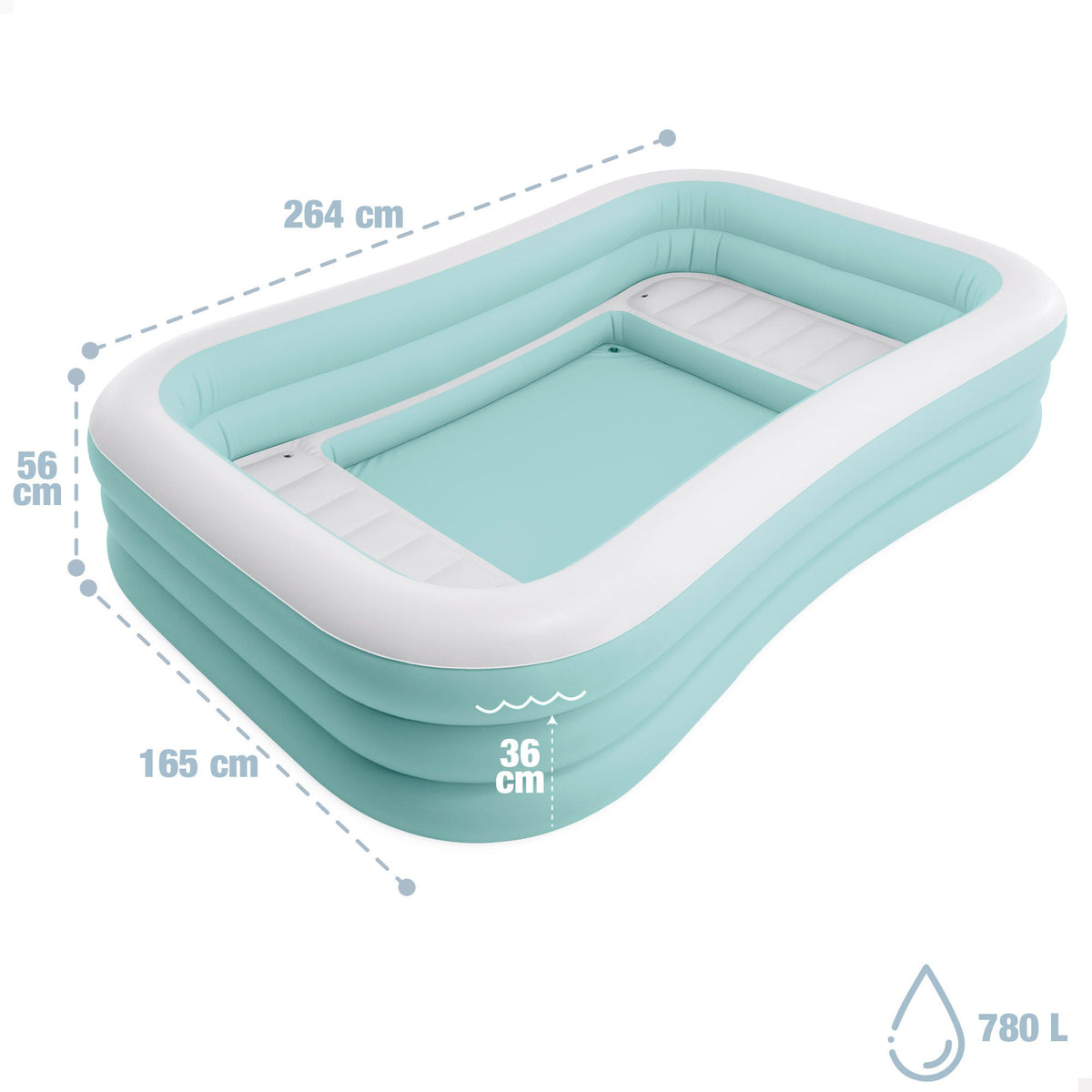 Piscina gonfiabile rettangolare Swim Center Family Lounge con sedili 264x165x56 cm azzurro e bianco INTEX