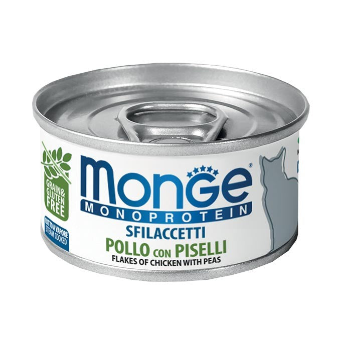MONGE SCATOLETTA CIBO UMIDO GATTO SFILACCETTI POLLO E PISELLI 80GR