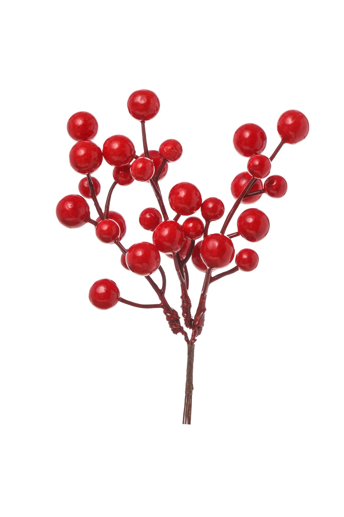 RAMO PICK CON BACCHE ROSSE 18CM