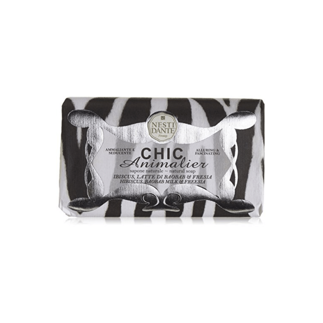 SAPONE VEGETALE CHIC ANIMALIER WHITE 250GR - IBISCUS, LATTE DI BAOBAB E FRESIA