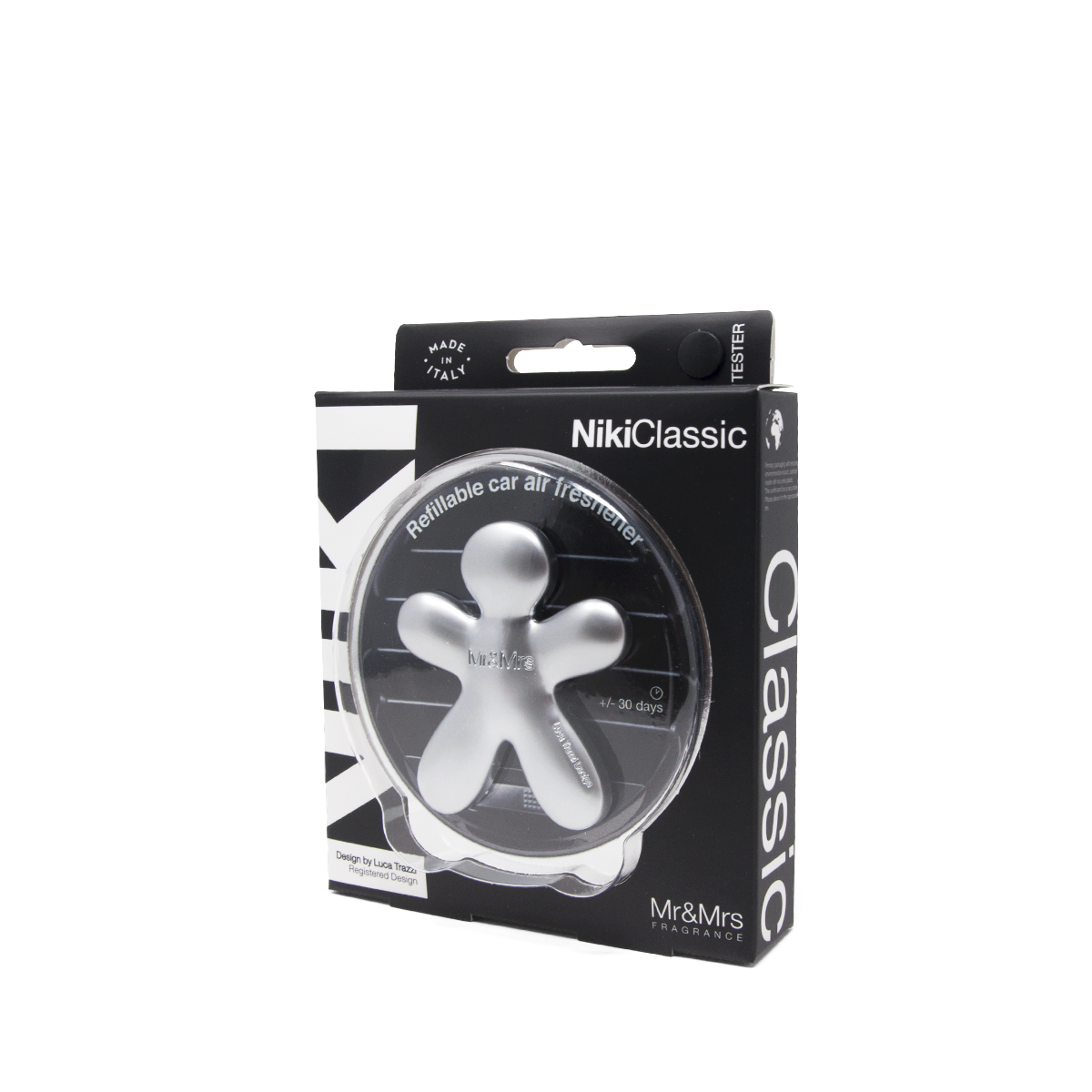 MR & MRS FRAGRANCE PROFUMATORE PER AUTO NIKI CLASSIC FROSTED SILVER FRESH AIR