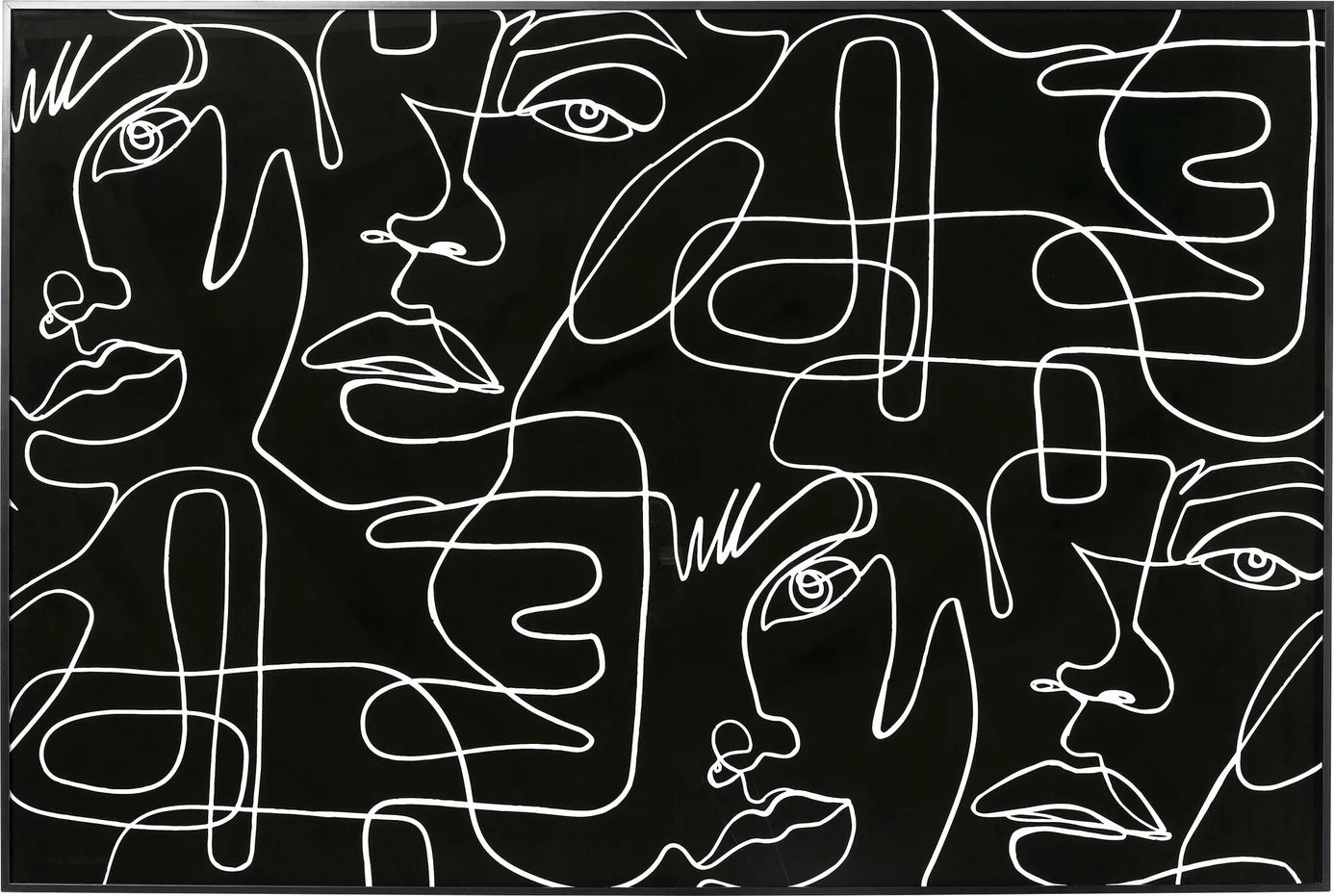 QUADRO INCORNICIATO FACCIA ARTE DRAWING 150X100CM NERO E BIANCO