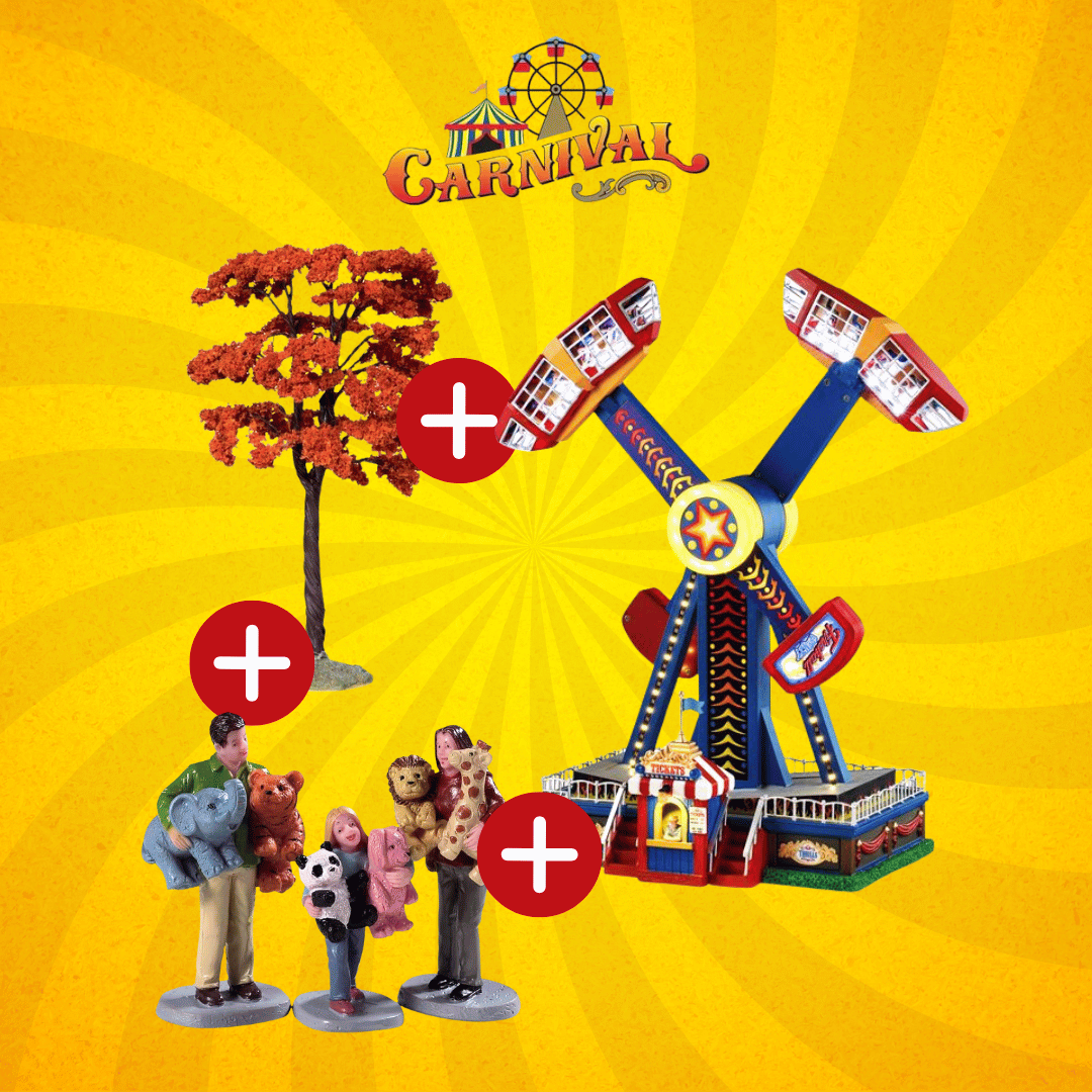 OFFERTA LEMAX CARNIVAL VILLAGE - PRIZE WINNERS + FIREBALL FRENZY + YELLOWWOOD TREE, LARGE
