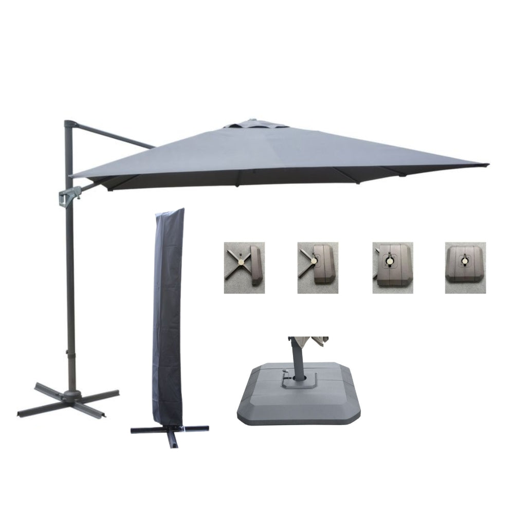 OMBRELLONE NH ORIENTABILE/RETRATTILE 3X3 GRIGIO + TELO E BASE