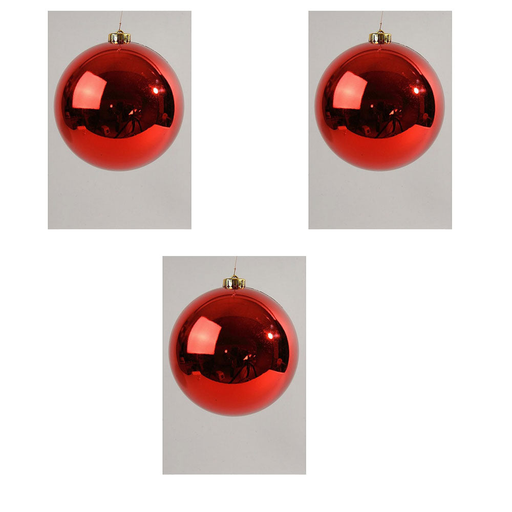 OFFERTA 3 PALLINE 14CM ROSSO  LUCIDO