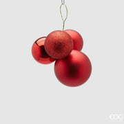PALLINE DI NATALE GRAPPOLO 4 PEZZI, Ø6-8CM, ROSSO