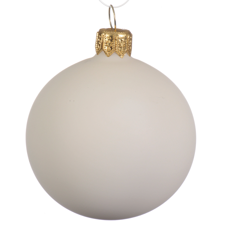 PALLINA DI NATALE IN VETRO BIANCO LANA OPACO 10CM