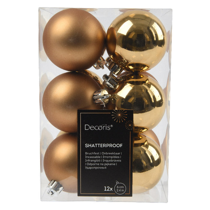 PALLINA DI NATALE INFRANGIBILE, Ø6CM, CONFEZIONE 12 PEZZI, MARRONE
