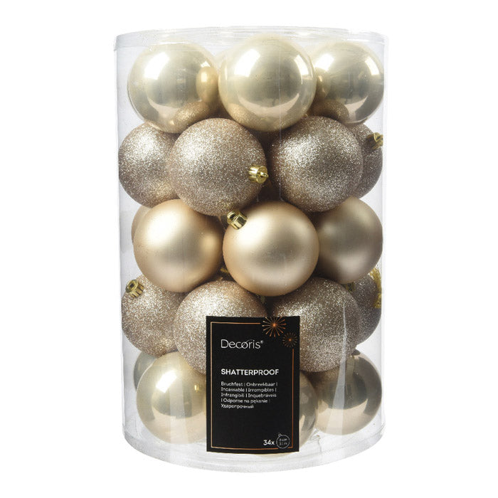 PALLINA DI NATALE INFRANGIBILE, Ø8CM, CONFEZIONE 34 PEZZI, PERLA